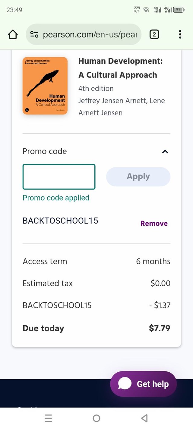 Pearson checkout page showing Pearson promo code box | Screenshot taken by SimplyCodes community member on Sep 1, 2025