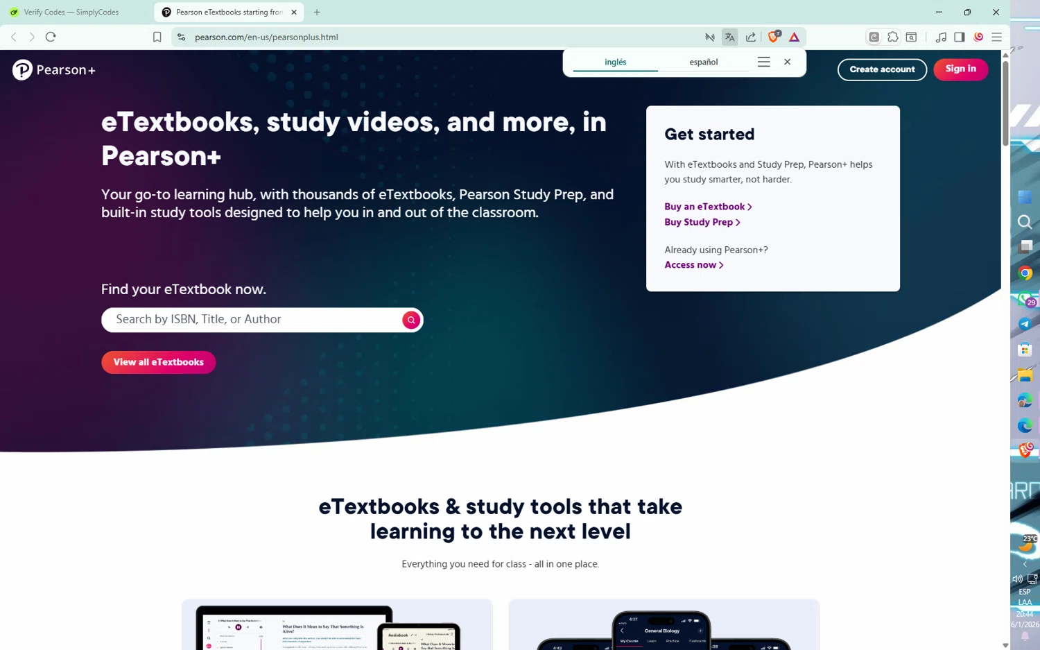 Pearson+ promo code screenshot showing code PCA215 applied at Pearson+ checkout page. Uploaded by SimplyCodes community member YaffMusic on Jan 7, 2026