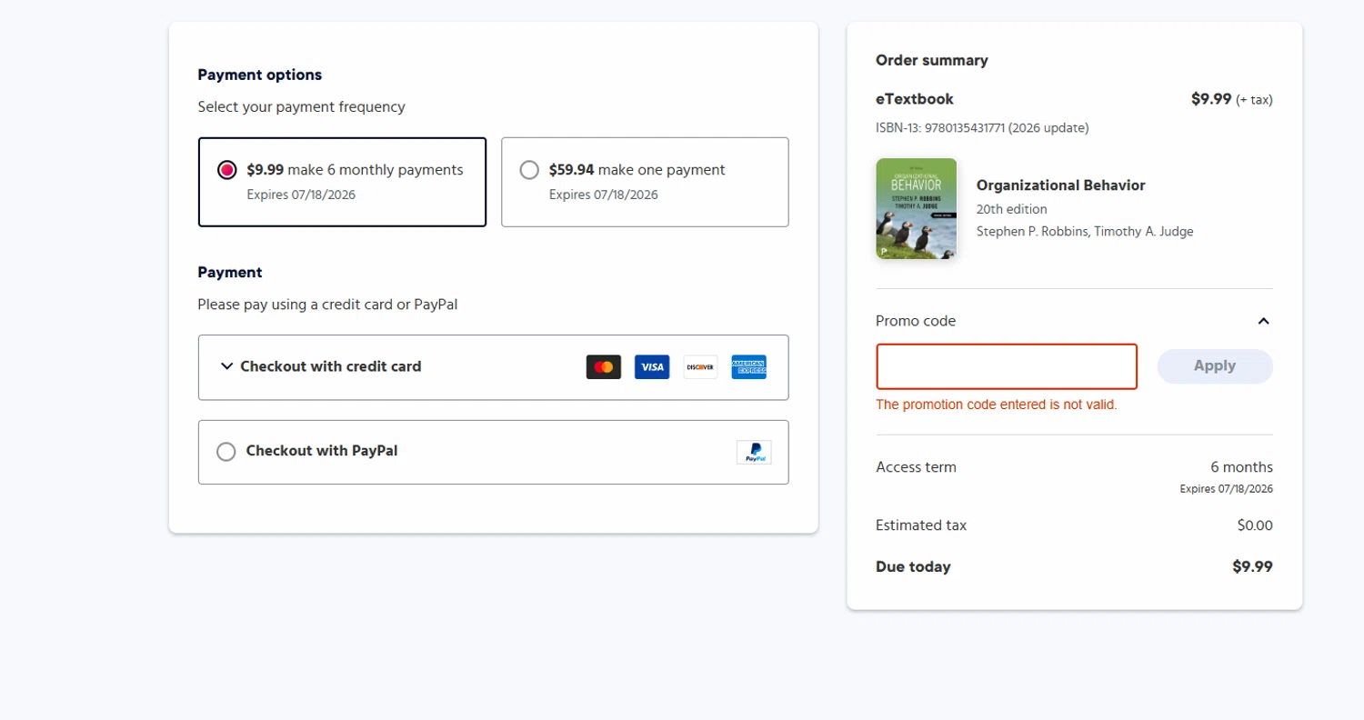Pearson+ promo code screenshot showing code SAVE60 applied at Pearson+ checkout page. Uploaded by SimplyCodes community member Halanweik on Jan 18, 2026