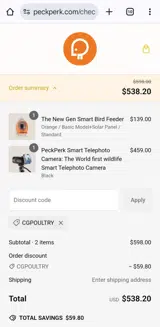 CGPOULTRY coupon verification screenshot