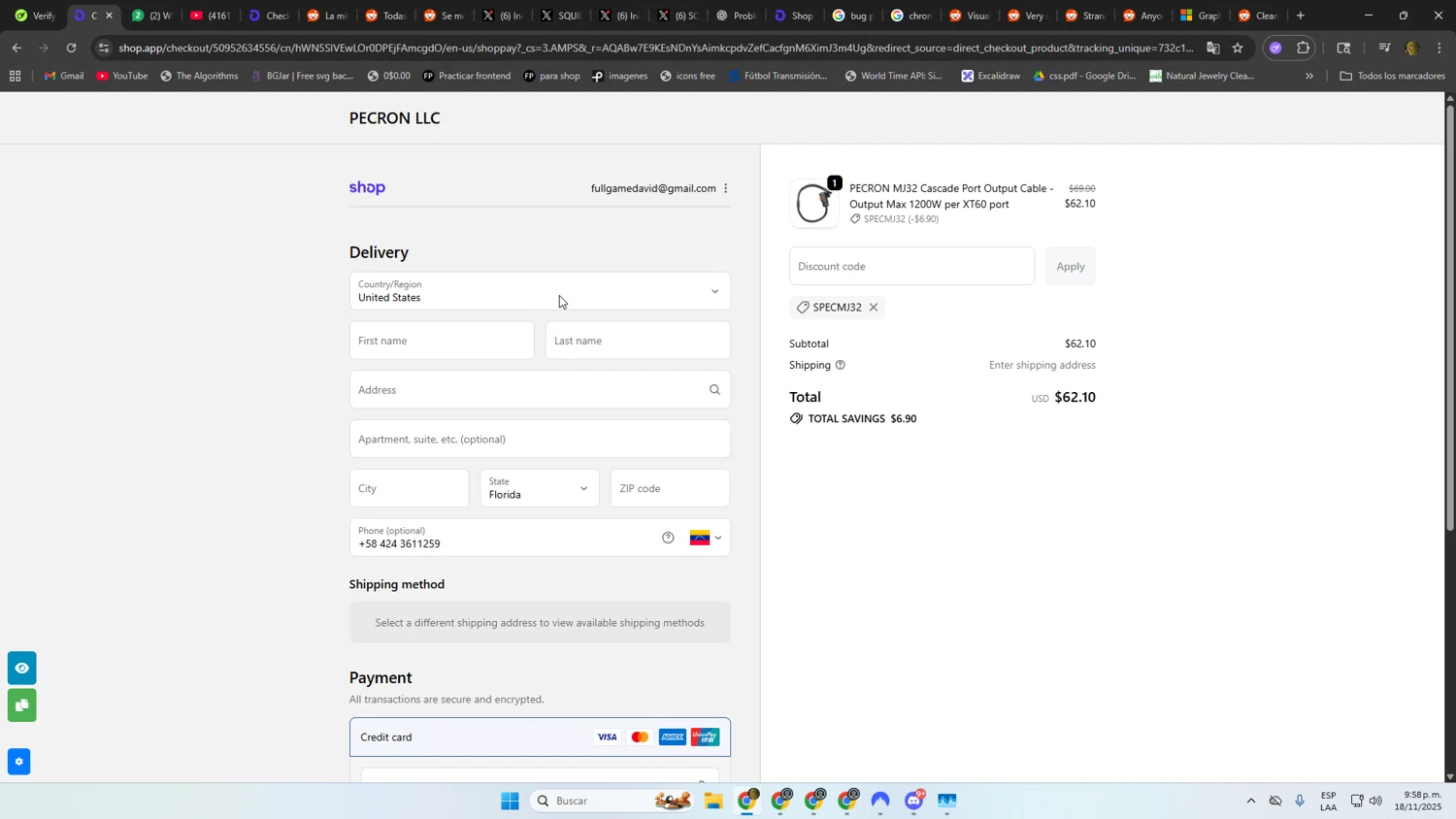 Pecron discount code screenshot showing code SPECMJ32 applied at Pecron checkout page. Uploaded by SimplyCodes community member DonPollito on Nov 19, 2025
