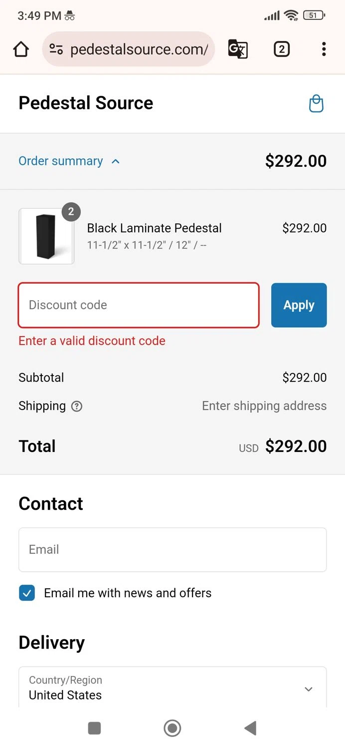 Pedestal Source discount code screenshot showing code CYBER15 applied at Pedestal Source checkout page. Uploaded by SimplyCodes community member Ric_alfon on Jan 26, 2025