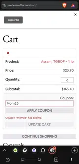 Mom26 coupon verification screenshot