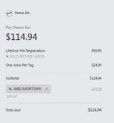 WELOVEPETS909 coupon verification screenshot
