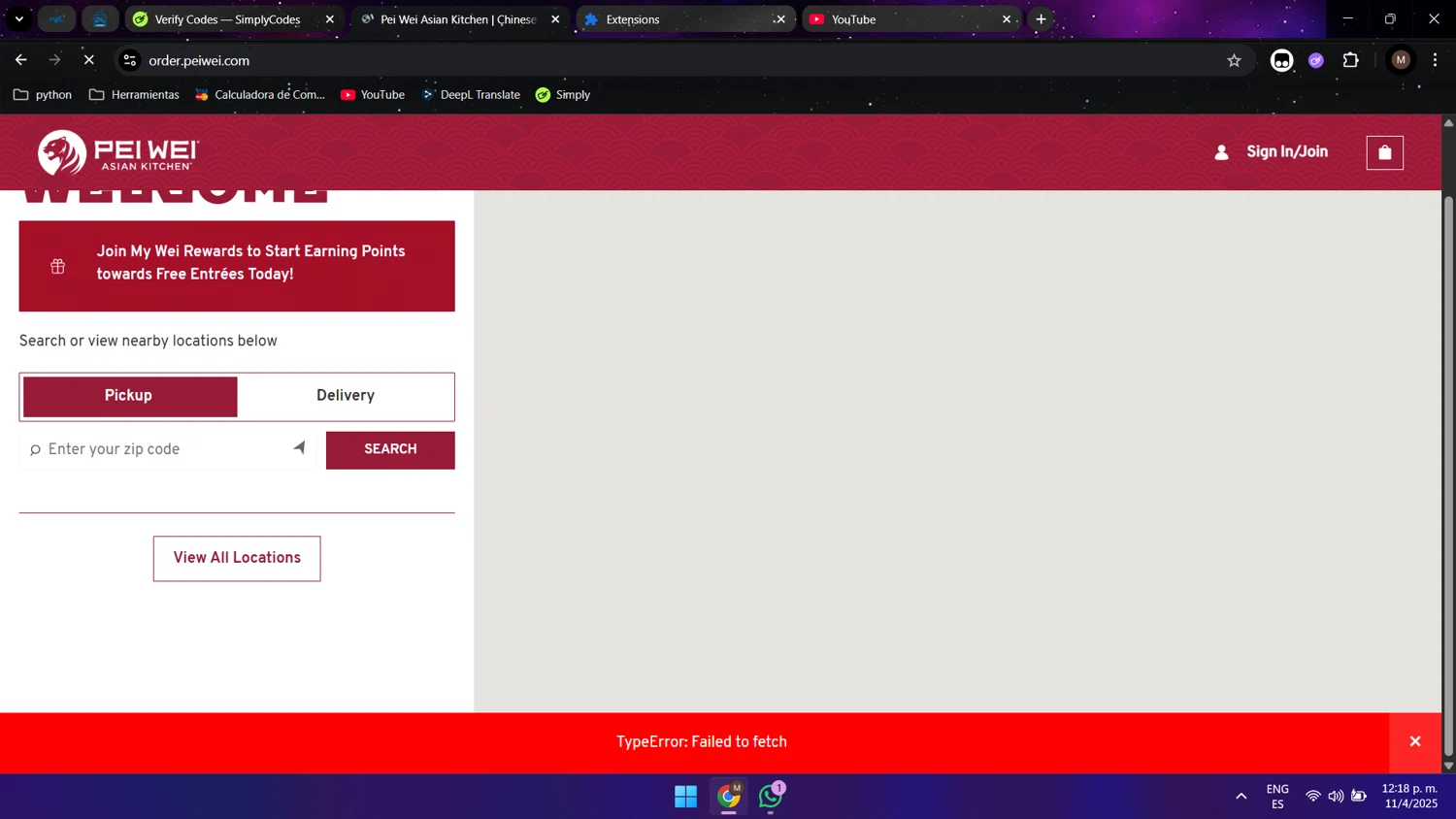 Pei Wei Asian Eatery promo code screenshot showing code 10off applied at Pei Wei Asian Eatery checkout page. Uploaded by SimplyCodes community member Maocar on Apr 11, 2025