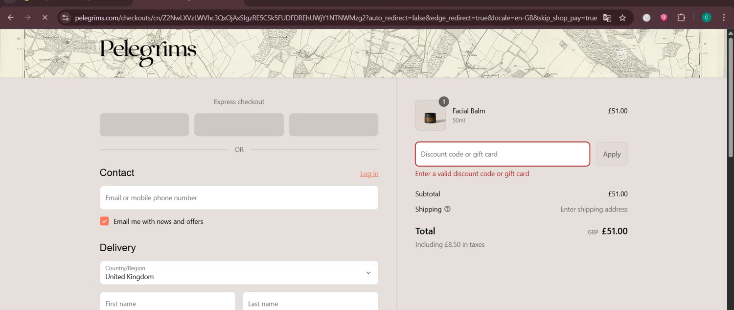 Pelegrims promo code screenshot showing code FIRST25 applied at Pelegrims checkout page. Uploaded by SimplyCodes community member Negritoo on Jun 6, 2025
