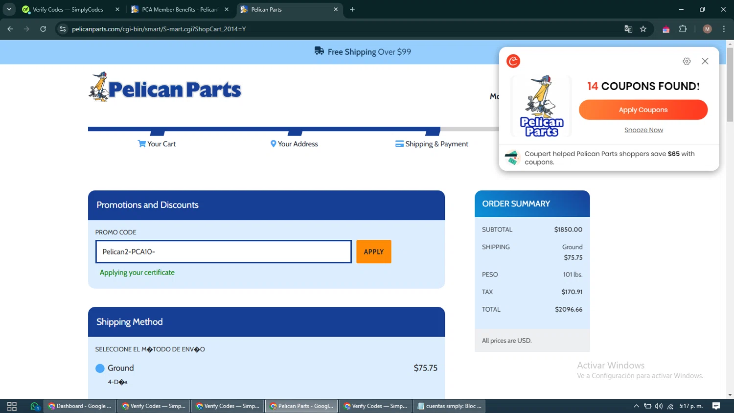 where to use Pelican Parts promo code box