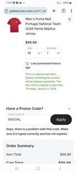 Pelé Soccer coupon verification screenshot