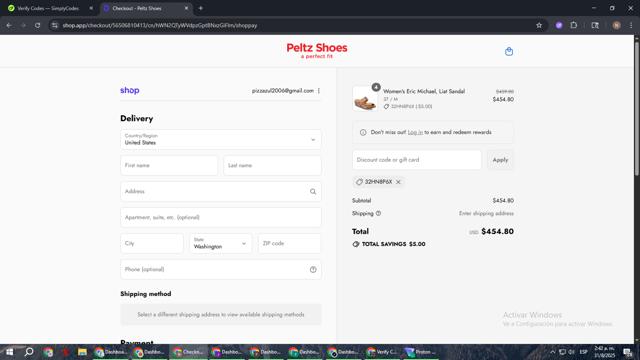 Peltz Shoes checkout page showing Peltz Shoes promo code box | Screenshot taken by SimplyCodes community member on Aug 31, 2025