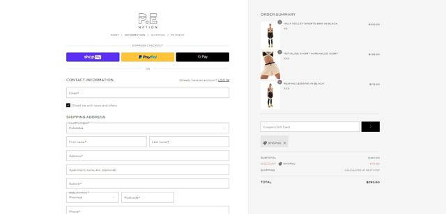 P.E Nation checkout page showing P.E Nation promo code box | Screenshot taken by SimplyCodes community member on May 16, 2023