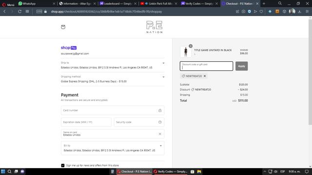 P.E Nation checkout page showing P.E Nation promo code box | Screenshot taken by SimplyCodes community member on May 16, 2023