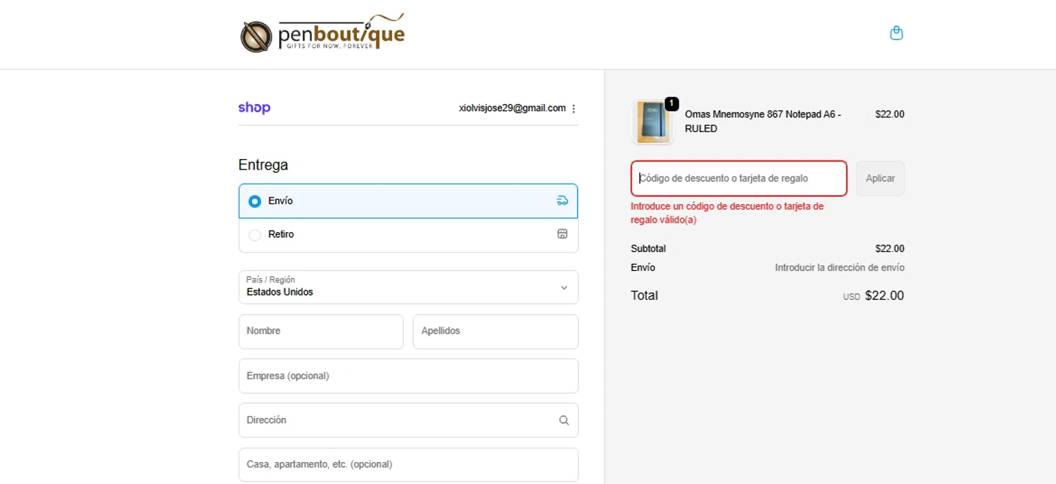 Pen Boutique coupon code screenshot showing code JANNAHLYON9 applied at Pen Boutique checkout page. Uploaded by SimplyCodes community member Xiooh29 on Nov 14, 2025