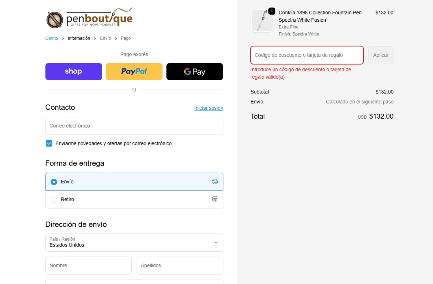 Pen Boutique coupon code screenshot showing code JANNAHLYON9 applied at Pen Boutique checkout page. Uploaded by SimplyCodes community member joandgray9 on Nov 14, 2025