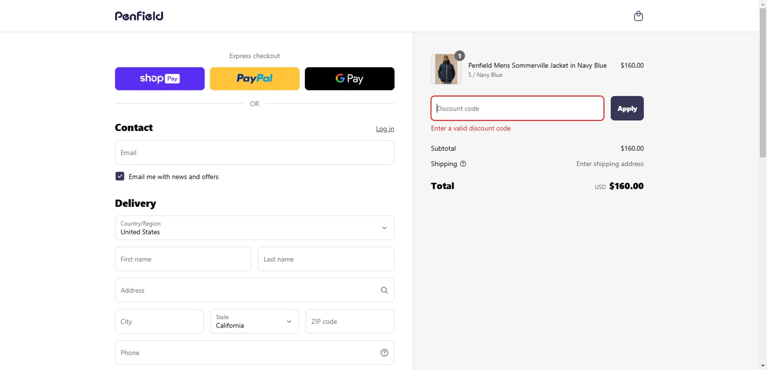 Penfield promo code screenshot showing code EXPLORE10 applied at Penfield checkout page. Uploaded by SimplyCodes community member Lorencia on Mar 31, 2025