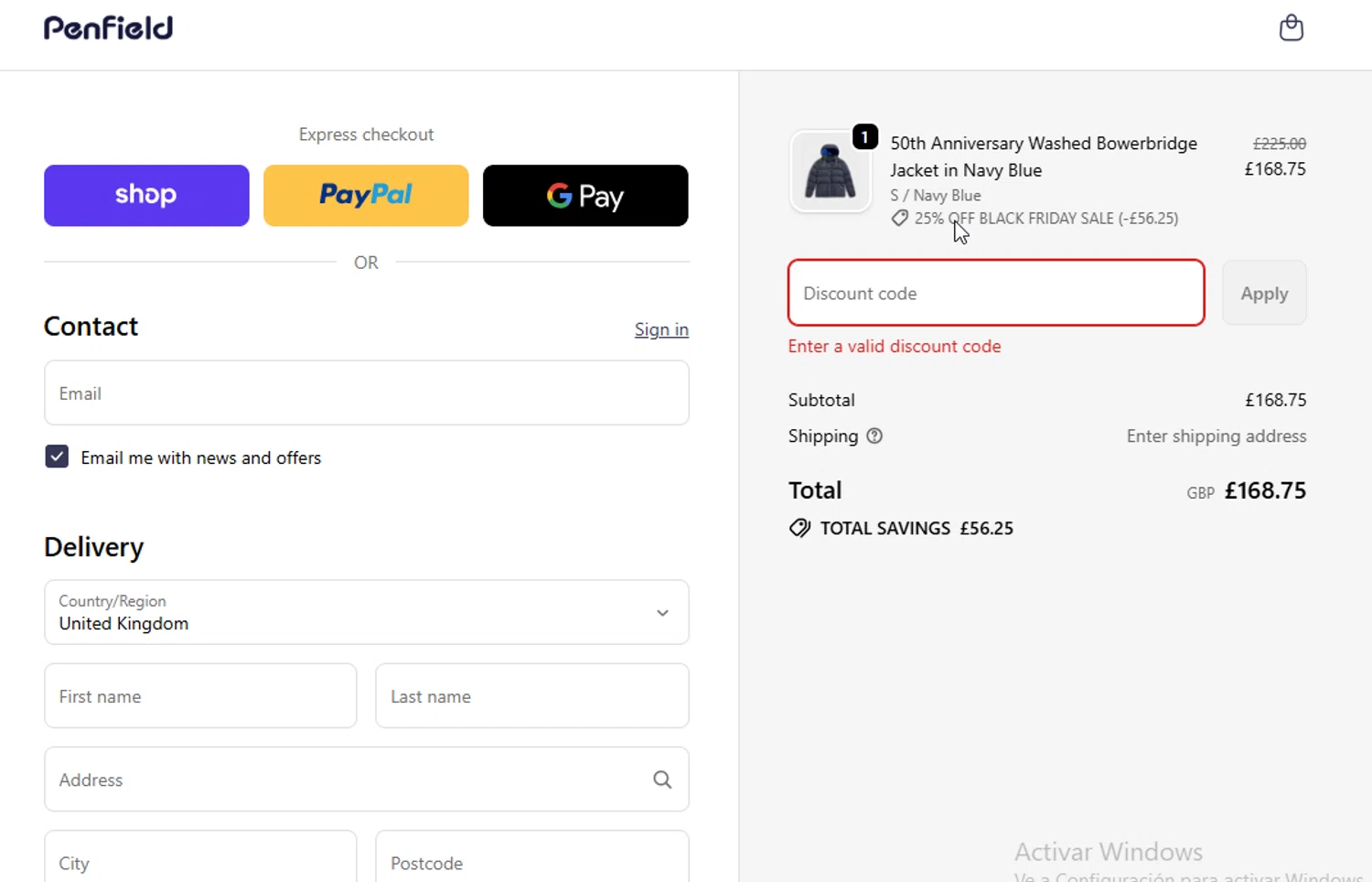 Penfield promo code screenshot showing code EXTRA10 applied at Penfield checkout page. Uploaded by SimplyCodes community member BudgetGuardian5712 on Dec 4, 2025
