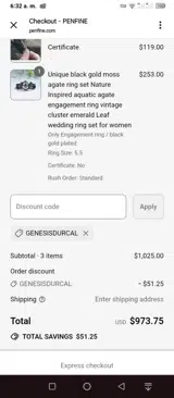 GENESISDURCAL coupon verification screenshot
