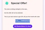 HALLOWEEN25 coupon verification screenshot