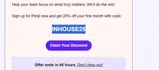 INHOUSE25 coupon verification screenshot