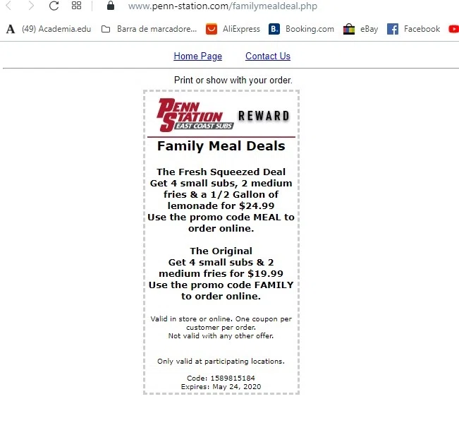 where to use Penn Station promo code box