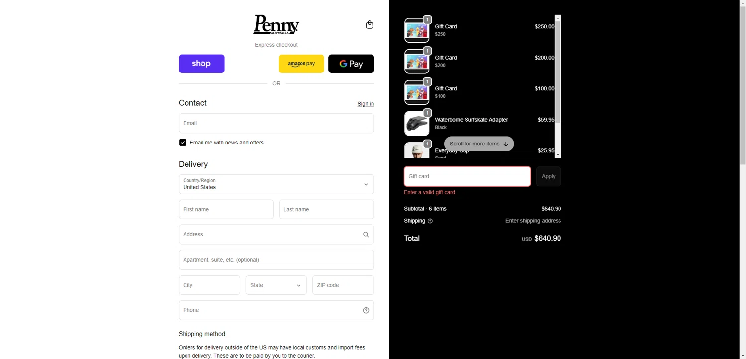 Penny Skateboards coupon code screenshot showing code STOKEDYOUAREBACK applied at Penny Skateboards checkout page. Uploaded by SimplyCodes community member ExtraordinaryShopper780 on Sep 26, 2025