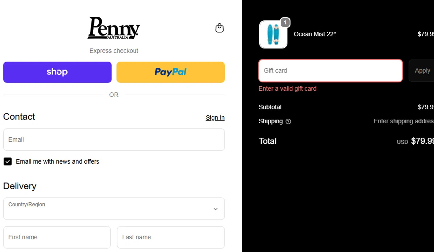 Penny Skateboards coupon code screenshot showing code STOKEDYOUAREBACK applied at Penny Skateboards checkout page. Uploaded by SimplyCodes community member LALOCOMOTORA10 on Sep 26, 2025