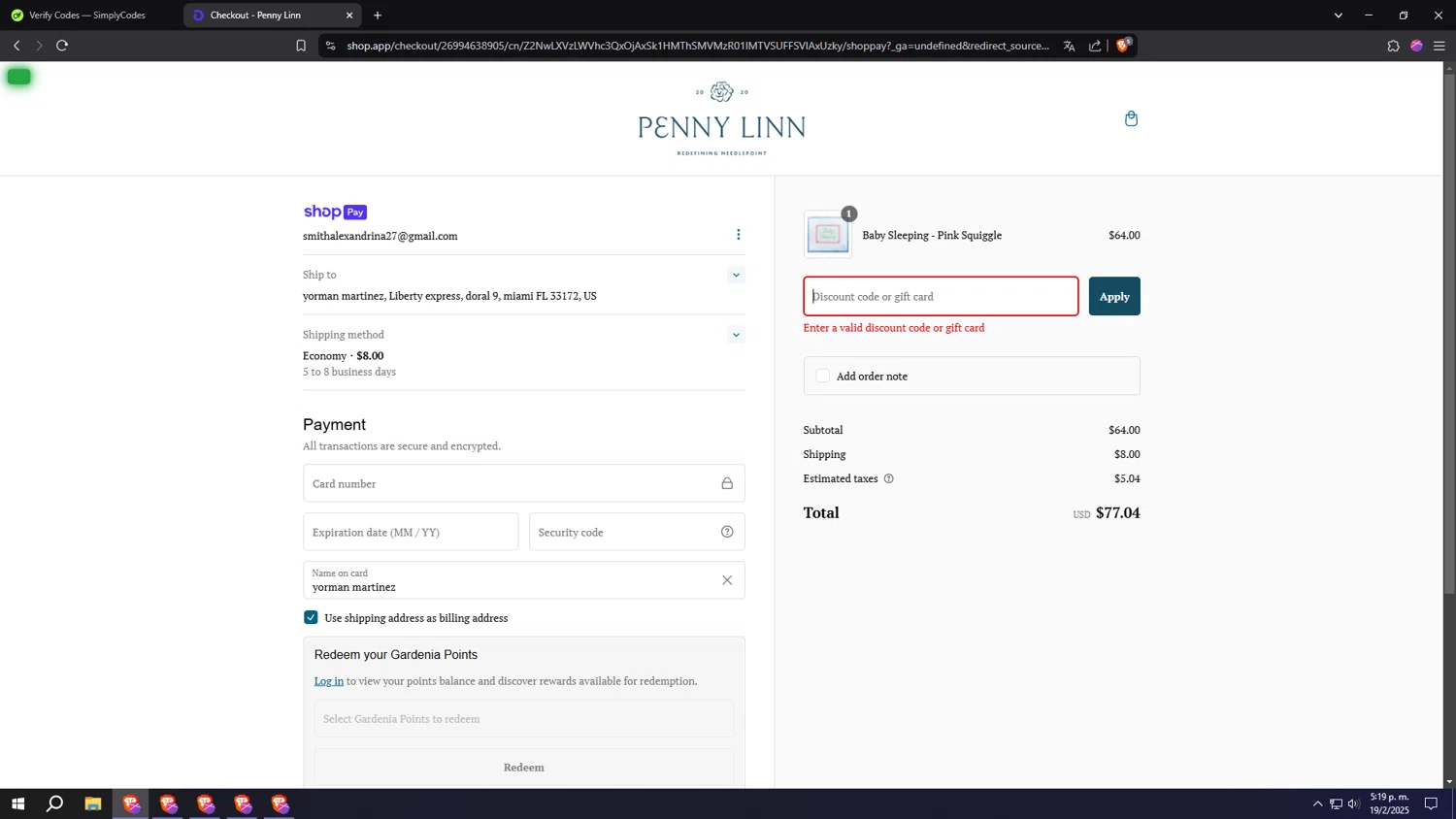 Penny Linn Designs promo code screenshot showing code April25 applied at Penny Linn Designs checkout page. Uploaded by SimplyCodes community member HUMANIZER on Feb 19, 2025