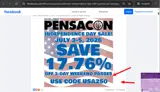Pensacon coupon verification screenshot
