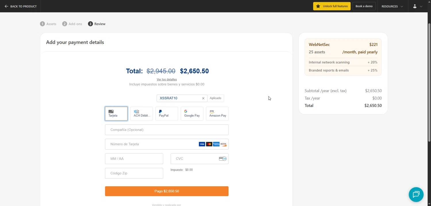 Pentest-Tools.com promo code screenshot showing code XSSRAT10 applied at Pentest-Tools.com checkout page. Uploaded by SimplyCodes community member Enmanuel99 on Dec 10, 2025