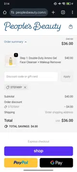 Stefany coupon verification screenshot