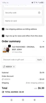 ADDCH coupon verification screenshot