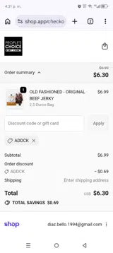 ADDCK coupon verification screenshot