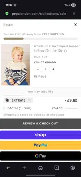 Extra15 coupon verification screenshot