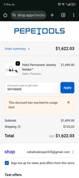 Pepetools coupon verification screenshot