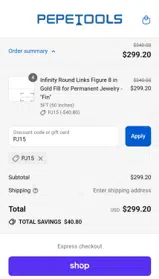 Pepetools coupon verification screenshot