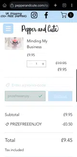 prizefreeenjoy coupon verification screenshot