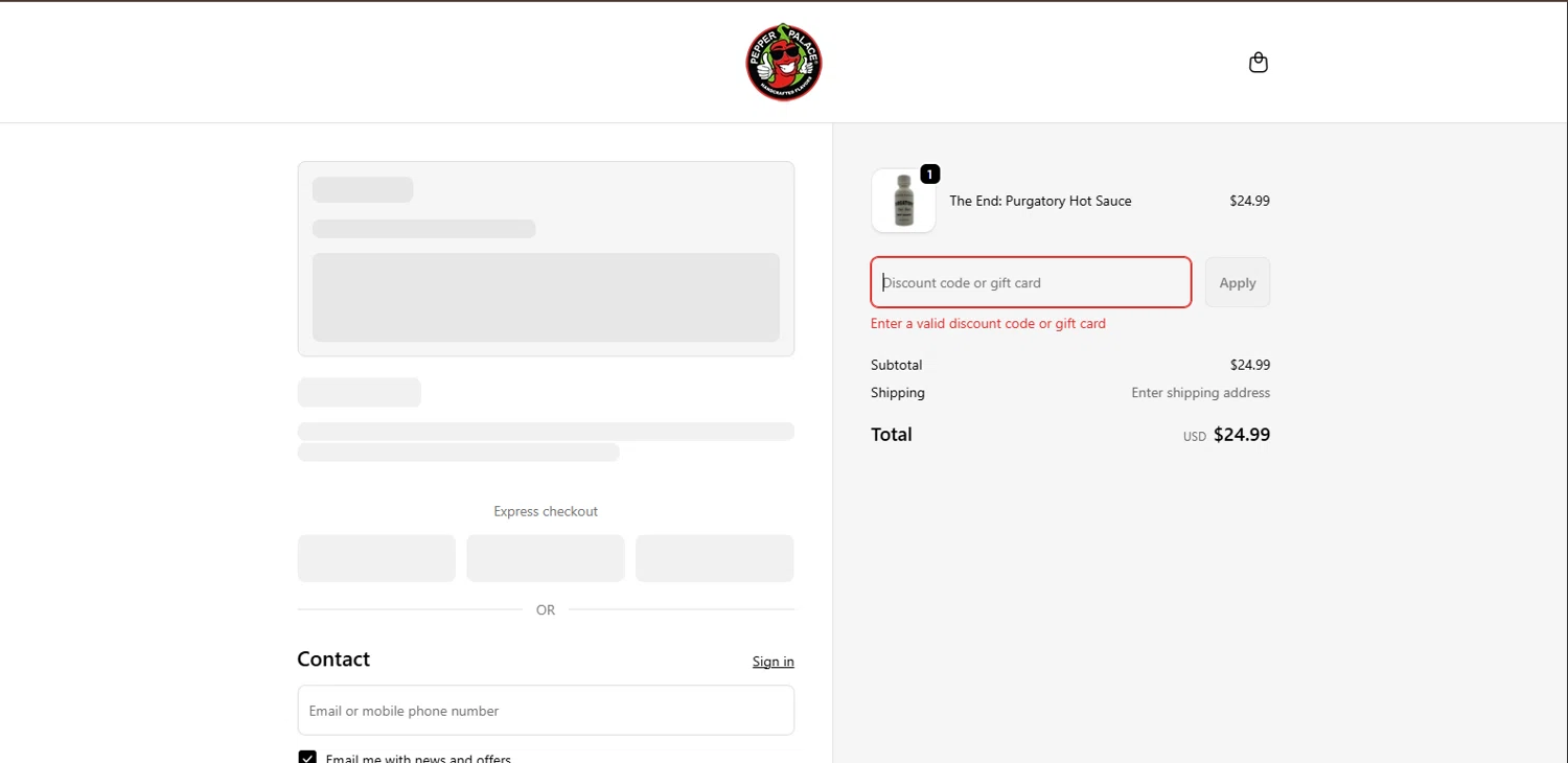 Pepper Palace discount code screenshot showing code SHIP25 applied at Pepper Palace checkout page. Uploaded by SimplyCodes community member BrillianteMaestro892 on Dec 26, 2025
