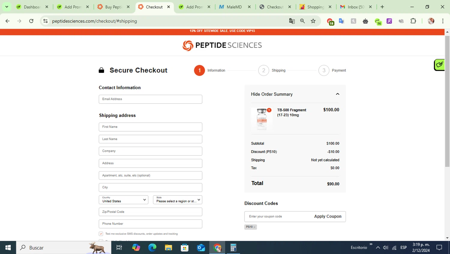 Peptide Sciences Promo Codes 10 Off January 2025