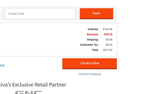 Peptiva checkout page showing Peptiva coupon code box | Screenshot taken by SimplyCodes community member on Apr 19, 2025