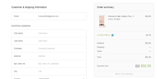 Perelel checkout page showing Perelel discount code box | Screenshot taken by SimplyCodes community member on Sep 15, 2022