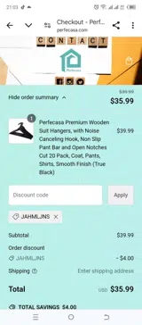 JAHMLJNS coupon verification screenshot