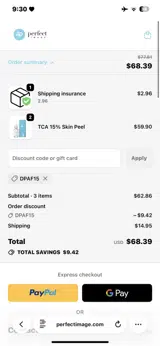 DPAF15 coupon verification screenshot