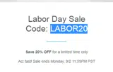 LABOR20 coupon verification screenshot