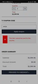 HH20 coupon verification screenshot