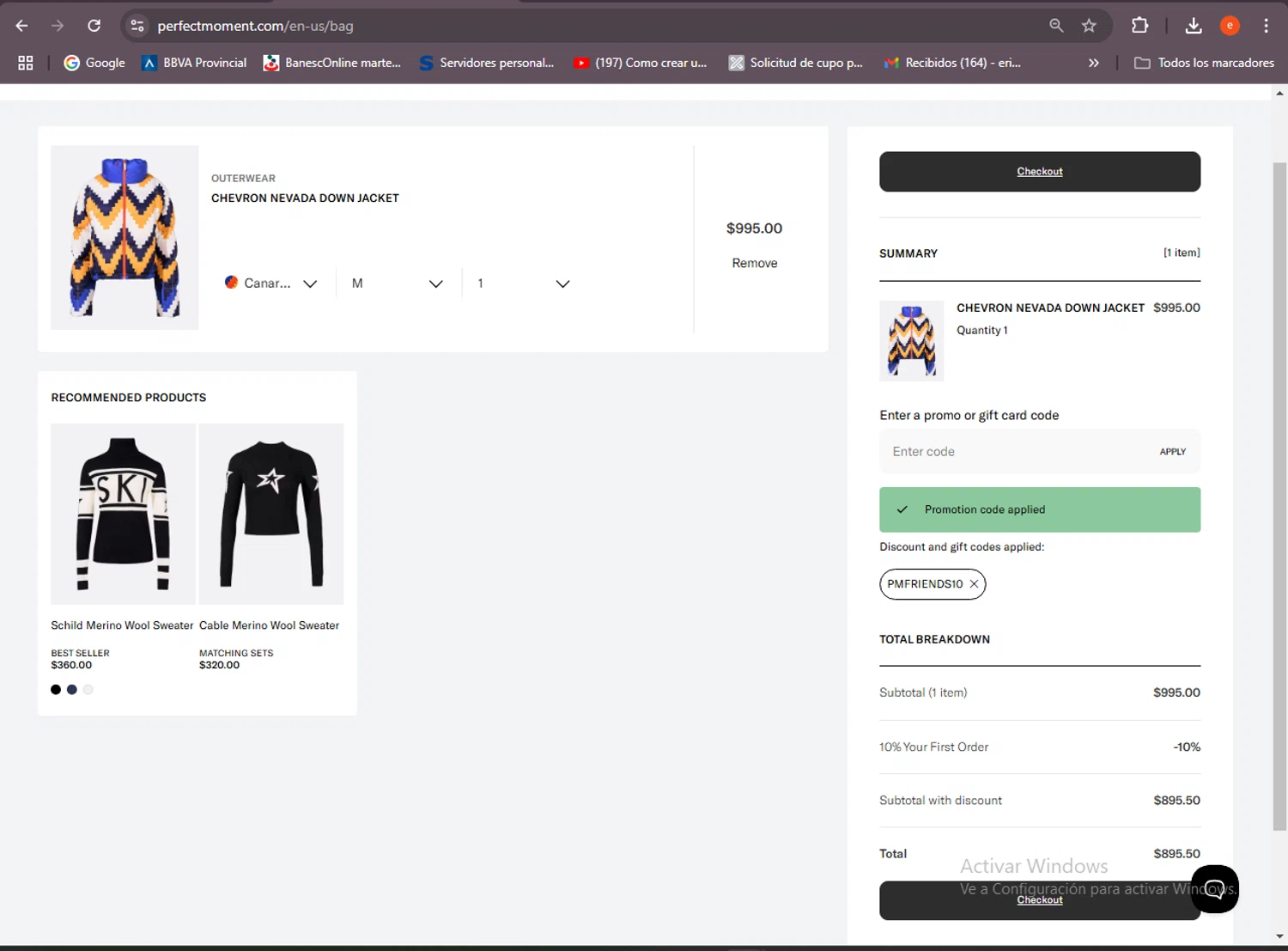 Perfect Moment promo code screenshot showing code PMFRIENDS10 applied at Perfect Moment checkout page. Uploaded by SimplyCodes community member BrilliantSleuth7740 on Feb 5, 2025