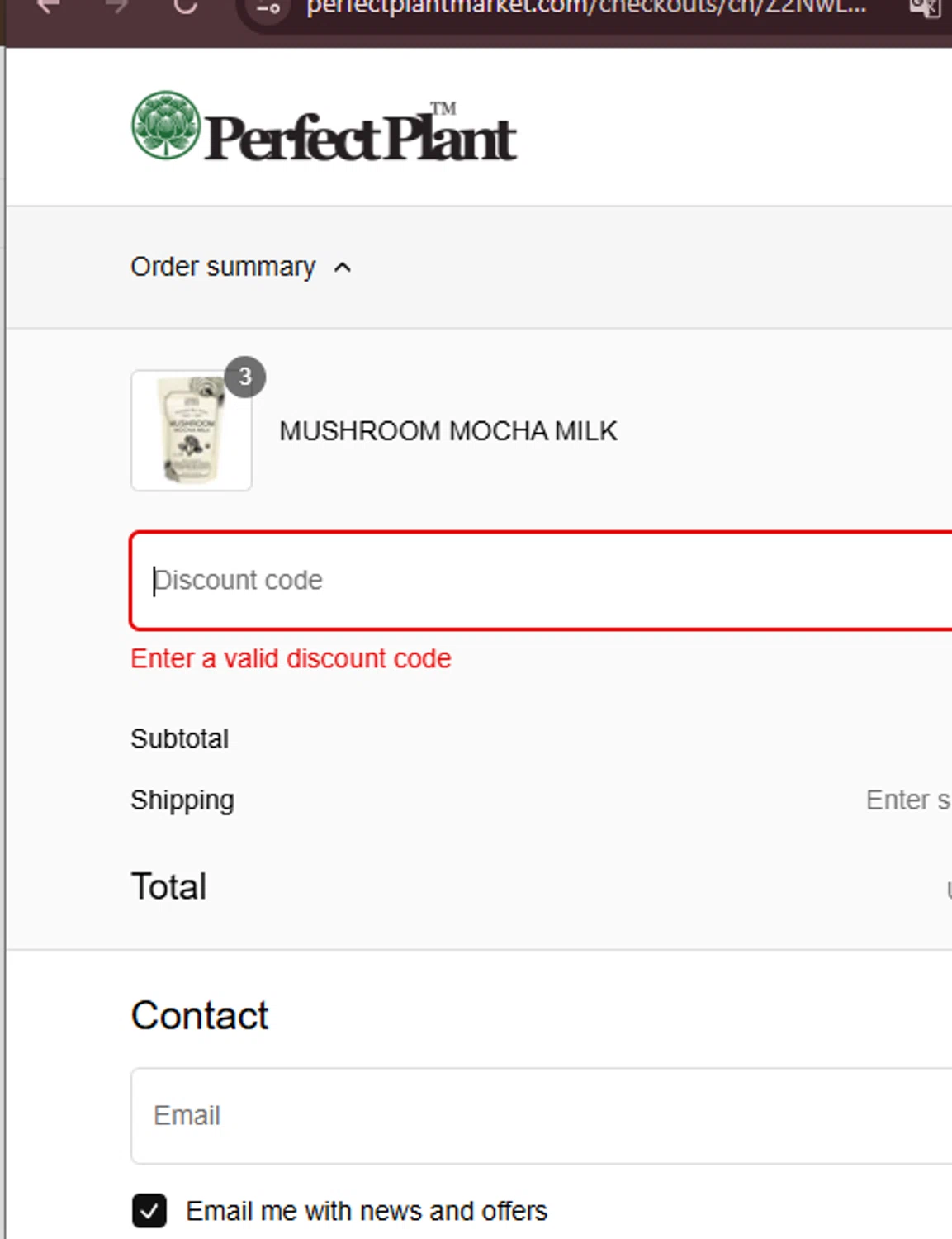 Perfect Plant Market discount code screenshot showing code RAWROOM applied at Perfect Plant Market checkout page. Uploaded by SimplyCodes community member Ferrari on Jan 8, 2025