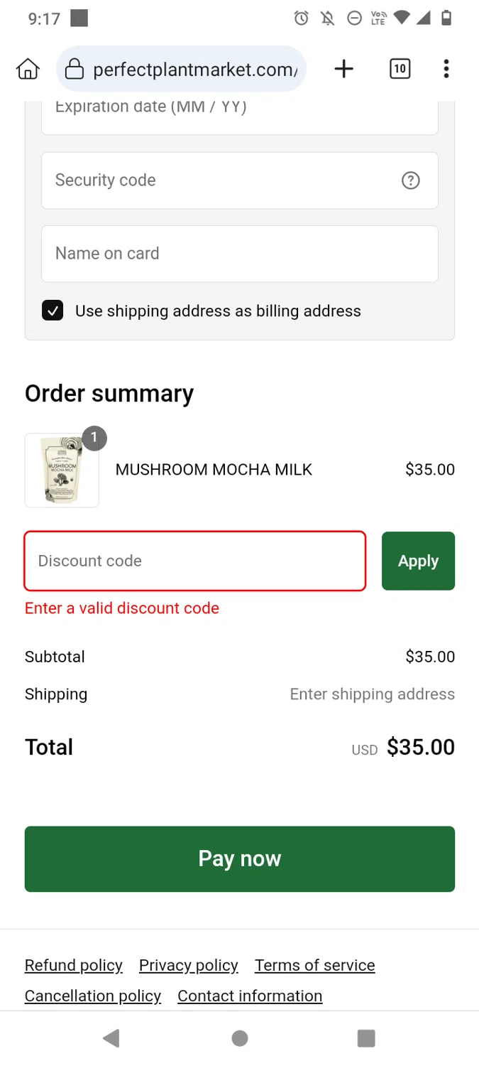 Perfect Plant Market discount code screenshot showing code RAWROOM applied at Perfect Plant Market checkout page. Uploaded by SimplyCodes community member SavingsAce7790 on Jan 8, 2025