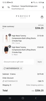 Mothersday25 coupon verification screenshot
