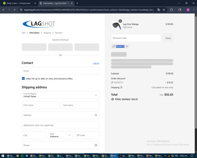 Performance Golf checkout page showing Performance Golf discount code box | Screenshot taken by SimplyCodes community member on Aug 27, 2025