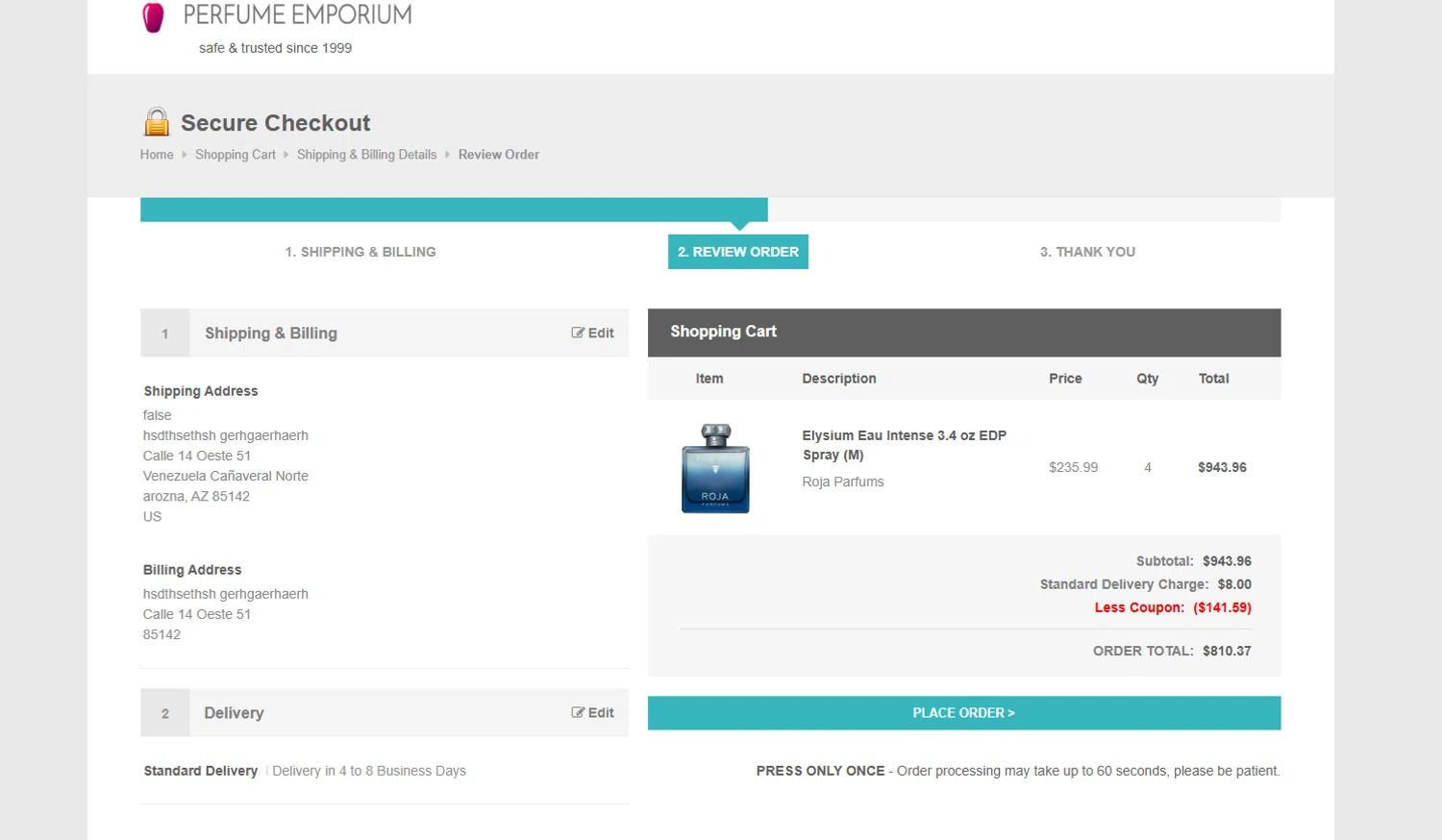 Perfume Emporium promo code screenshot showing code SUMMER applied at Perfume Emporium checkout page. Uploaded by SimplyCodes community member Kmacho on Jan 30, 2025