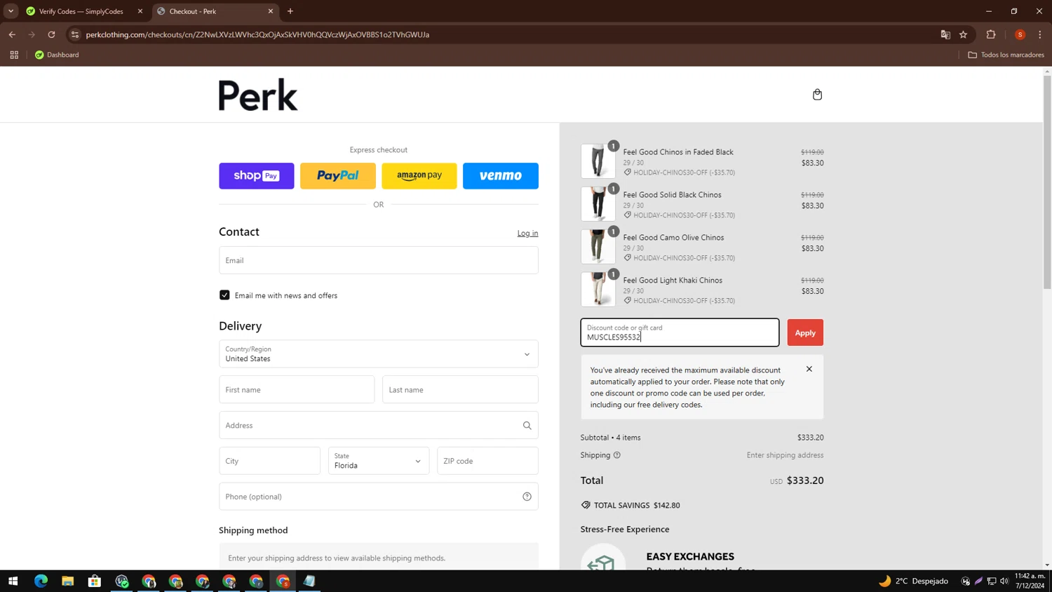 how to use Perk Clothing coupons